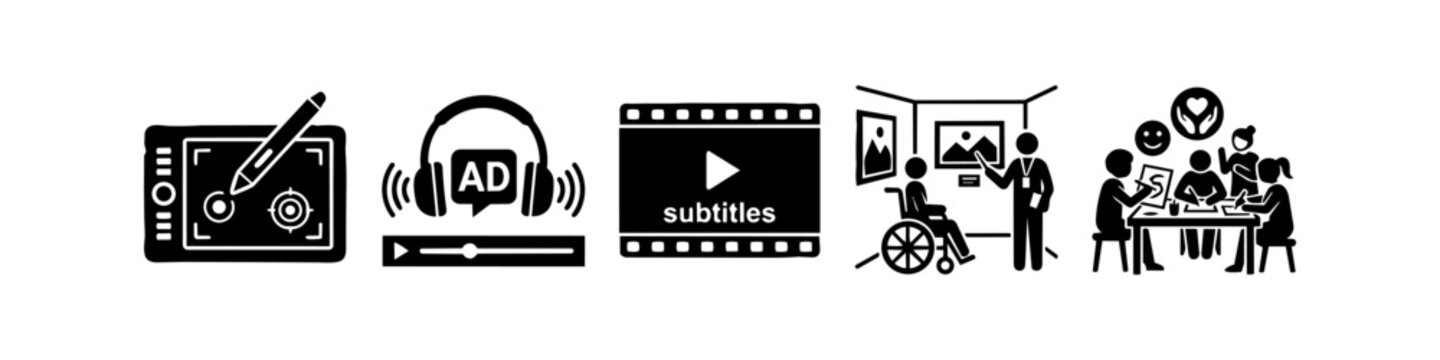 Digital Accessibility & Creative Content Glyph Icons