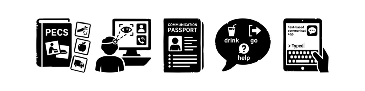 Assistive Communication Technology Distressed Icon Set