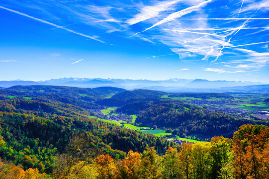 Alps panorama from Uetliberg, Zurich, Switzerland