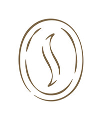 Obraz premium A stylized hand drawn doodle of a round coffee bean logo with steam, perfect for a cafe emblem. This naive and cozy vector illustration is great for branding, packaging, or coffee shop signage
