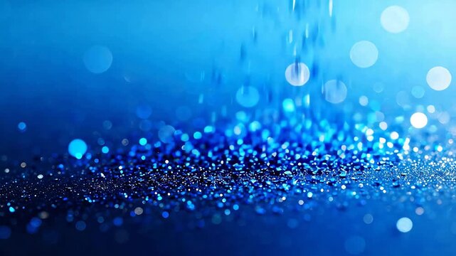 Blue glitter and bokeh light effect