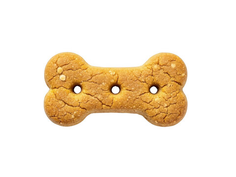 Cute smiling dog bone treat on white