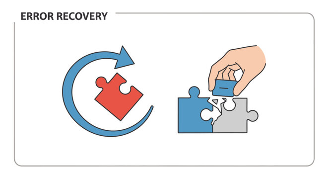 Error recovery concept, puzzle pieces fitting together, fixing problems