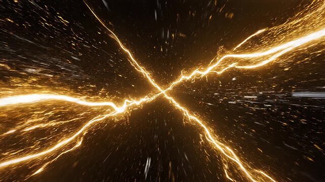 Electricity crackling through the air with bright yellow lightning bolts