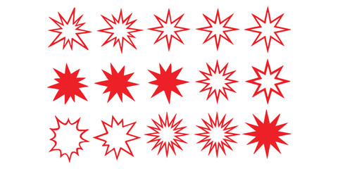 Set of red starburst and explosion shapes for design elements ©  creative  marlia