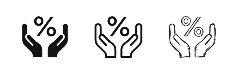 Fototapeta premium Financial Savings and Discount Icons Featuring Percent Symbol in Protective Hands