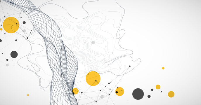 The abstract wave is made in a frame style. Template for science and technology presentation. Vector art.