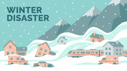 Winter Disaster Scene with Heavy Snowfall and Buried Infrastructure © SABSTOCK