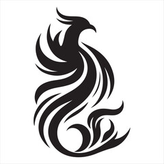 Fototapeta premium Phoenix rising from flames vector silhouette line art concept logo design idea illustration