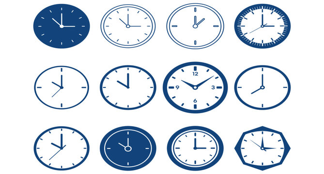 Clock time watch face icon set
