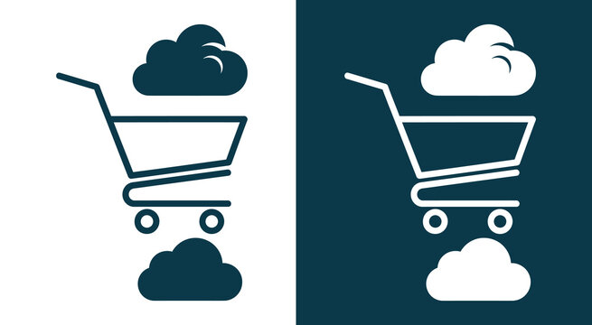 Shopping cart and cloud computing icon set