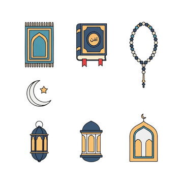 Islamic prayer beads and symbols.