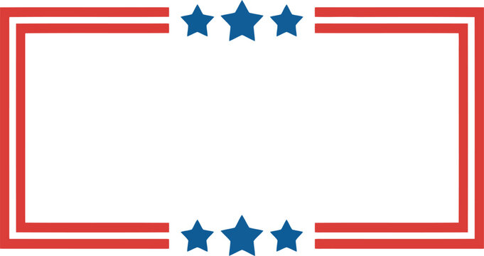 Patriotic rectangular frame with stars american flag inspired border for celebratory designs