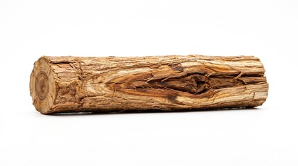 Fototapeta premium Wooden log on white background, firewood, timber, natural material