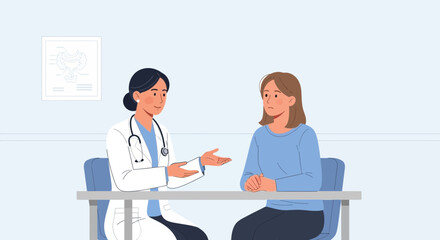 Fototapeta premium Doctor consulting patient in clinic, medical examination, healthcare doctor meeting