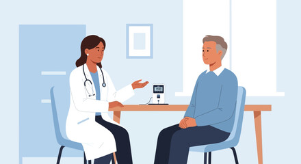 Fototapeta premium Doctor Consulting Patient with Medical Device