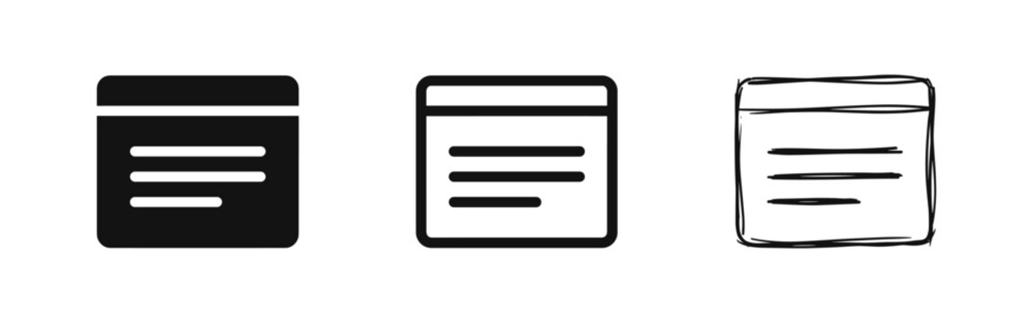 Web Browser Window and Digital Content Layout Icon Set