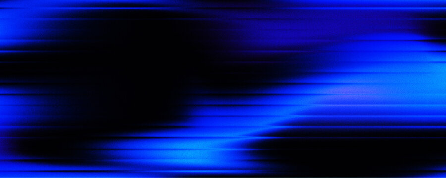 Abstract blue gradient background in dark, shiny liquid with striped effect. Wavy striped glass refraction.