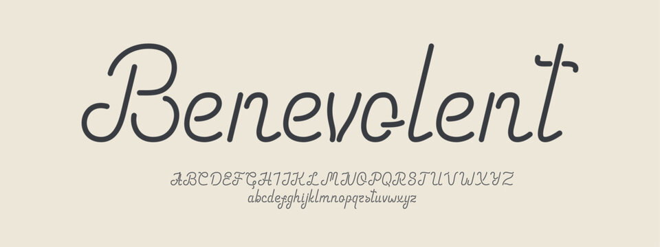 Vector monoline alphabet font with vintage cursive design.