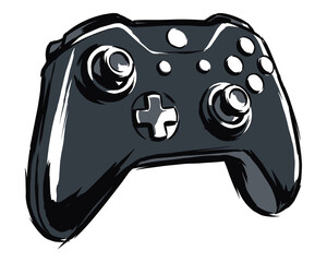 Game on. Video game controller illustration for t shirt print, poster, sticker, background. Gaming lifestyle graphic. Modern joypad artwork. © panji