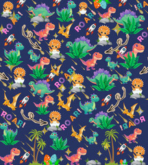 Fototapeta premium dino themed background with various types 
