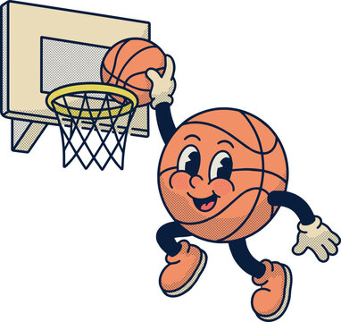 Cartoon Basketball Character Dunking Illustration