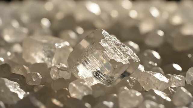 Extreme Macro of Raw Sea Salt Crystals Geometric Formation and Texture