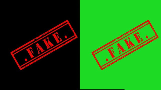 red fake text with red double line rectangle border square shape chroma key on green screen
