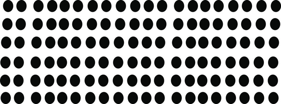 Seamless pattern of black dots arranged in rows and columns on a white background creating a modern abstract design