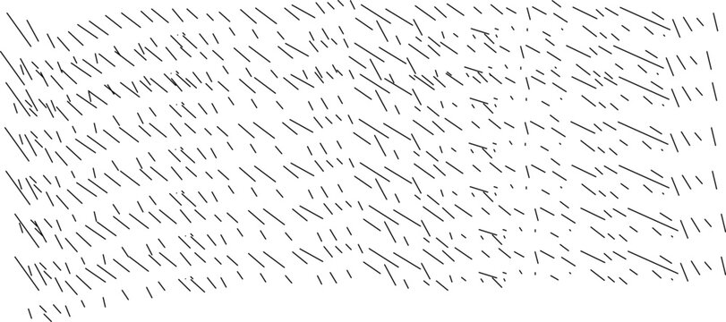 Abstract pattern of thin black diagonal lines and dashes scattered randomly on a white background creating a textured overlay effect