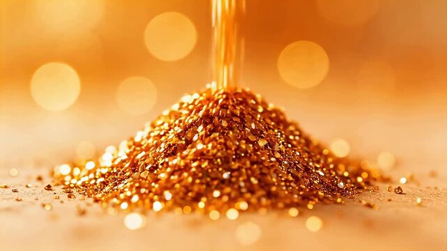 Golden glitter pile with bokeh lights