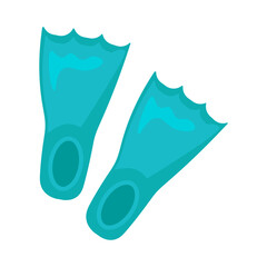 Colorful diving flippers for snorkeling, swimming, underwater exploration, and tropical summer vacations, flat summer illustration © barsrsind