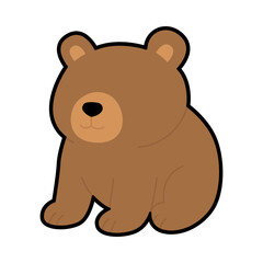Fototapeta premium Cute cartoon Bear illustration in simple flat style with clean outlines isolated on light background.