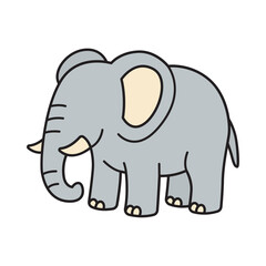 Fototapeta premium Cute cartoon Elephant illustration in simple flat style with clean outlines isolated on light background.
