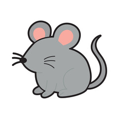 Fototapeta premium Cute cartoon Mouse illustration in simple flat style with clean outlines isolated on light background.