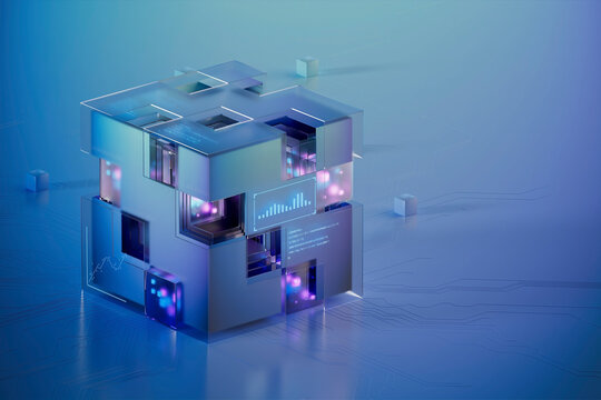3D holographic data cube with analytic panel interface