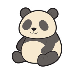 Fototapeta premium Cute cartoon Panda illustration in simple flat style with clean outlines isolated on light background.