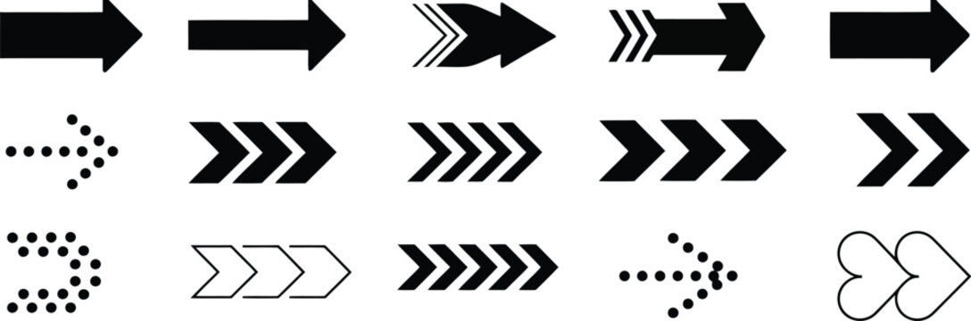Black arrow icons collection directional symbols and indicators
