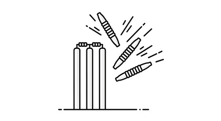 Obraz premium Cricket Wickets and Bails Flying After a Hit, Sports Action Illustration