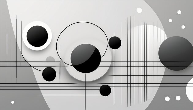 Abstract Gray And White Circles And Blck Lines