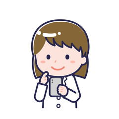 Fototapeta premium スマートフォンを使う「薬剤師」の女性