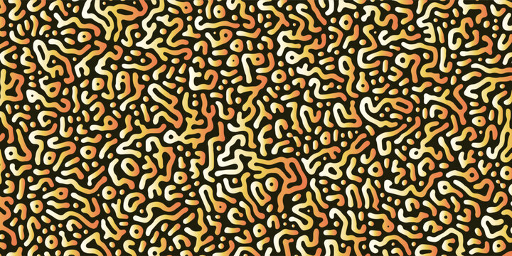 Abstract vector illustration features a complex organic maze with vibrant orange accents, reminiscent of biological structures, offering a creative and modern decor element