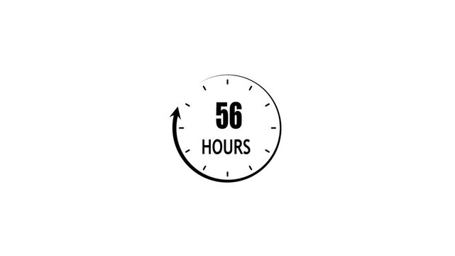 56 hours countdown timer animation, minimalist clock for business deadlines and time management