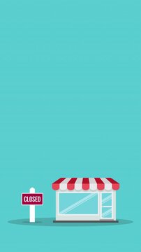Closed business concept, small business closed, 4K video animation	