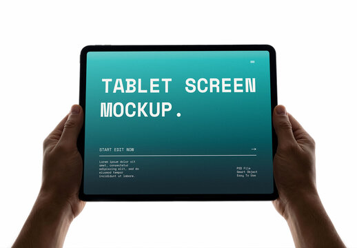 Horizontal Tablet Mockup Isolated On White Background