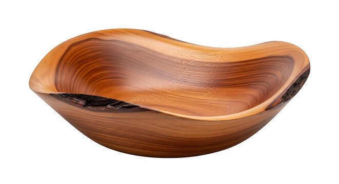 Wooden bowl with crack detail on neutral background
