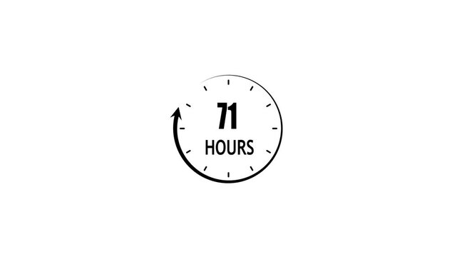 71 hours countdown timer animation, minimalist circular clock for time-sensitive deadlines and marketing campaigns
