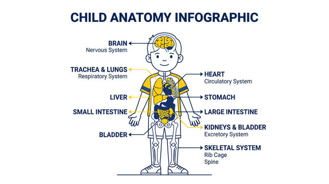 Child Anatomy Infographic: Human Body Organs and Systems Diagram for Kids