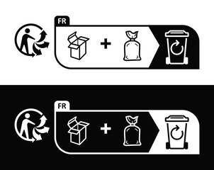 Naklejka premium The French Triman logo. Recyclage déchets picto produits info tri poubelle verre. Triman sign, Triman recycling icon. sign of recycling of poly-bags in France. Triman Logo
