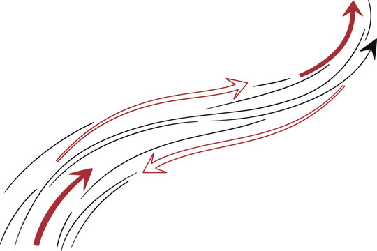 Wavy bidirectional arrow path line illustration